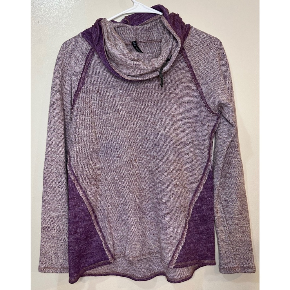 Kuhl Nova Pullover Cowl Neck Heathered Purple Wool Blend Sweater Women's Medium